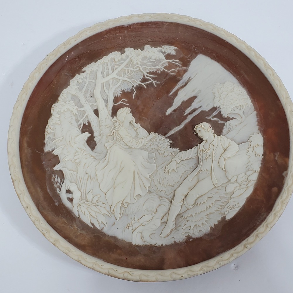 Roger Akers Incolay Studios The Dream Plate  Brown Stone Romantic Poets 1984
